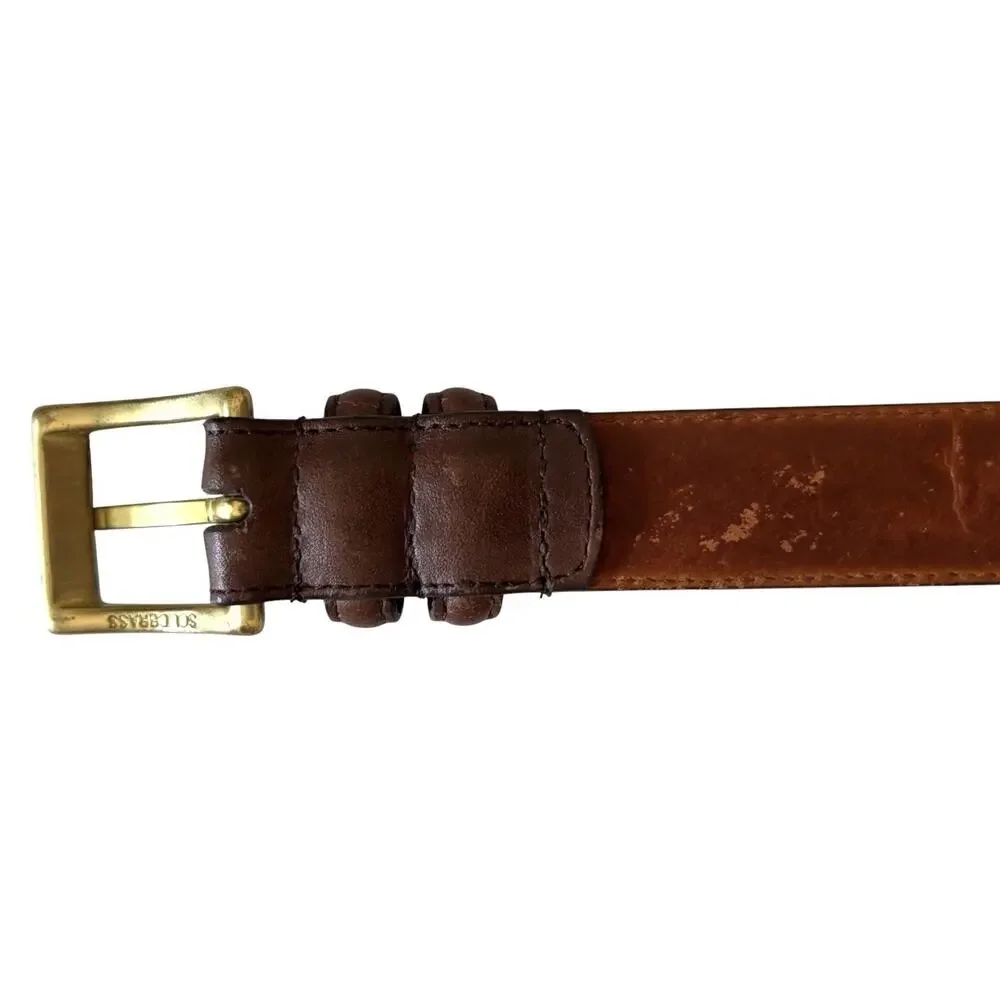 Coach 3883 Brown Leather Belt Men's Size 38” Brass Buckle Vintage Classic
